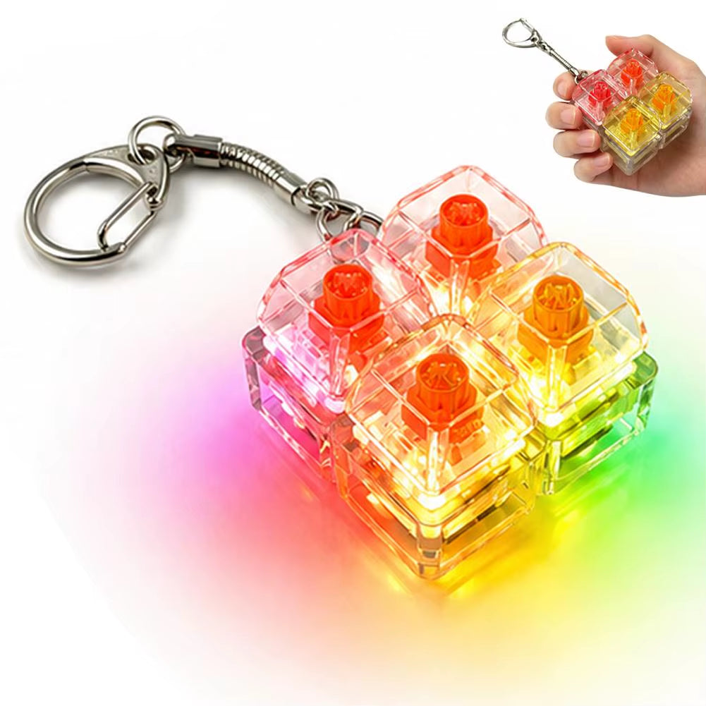 Colorful LED Clicky Mechanical Keyboard Switch Fidget Keychain - Stress Relief Sensory Pendant Gift