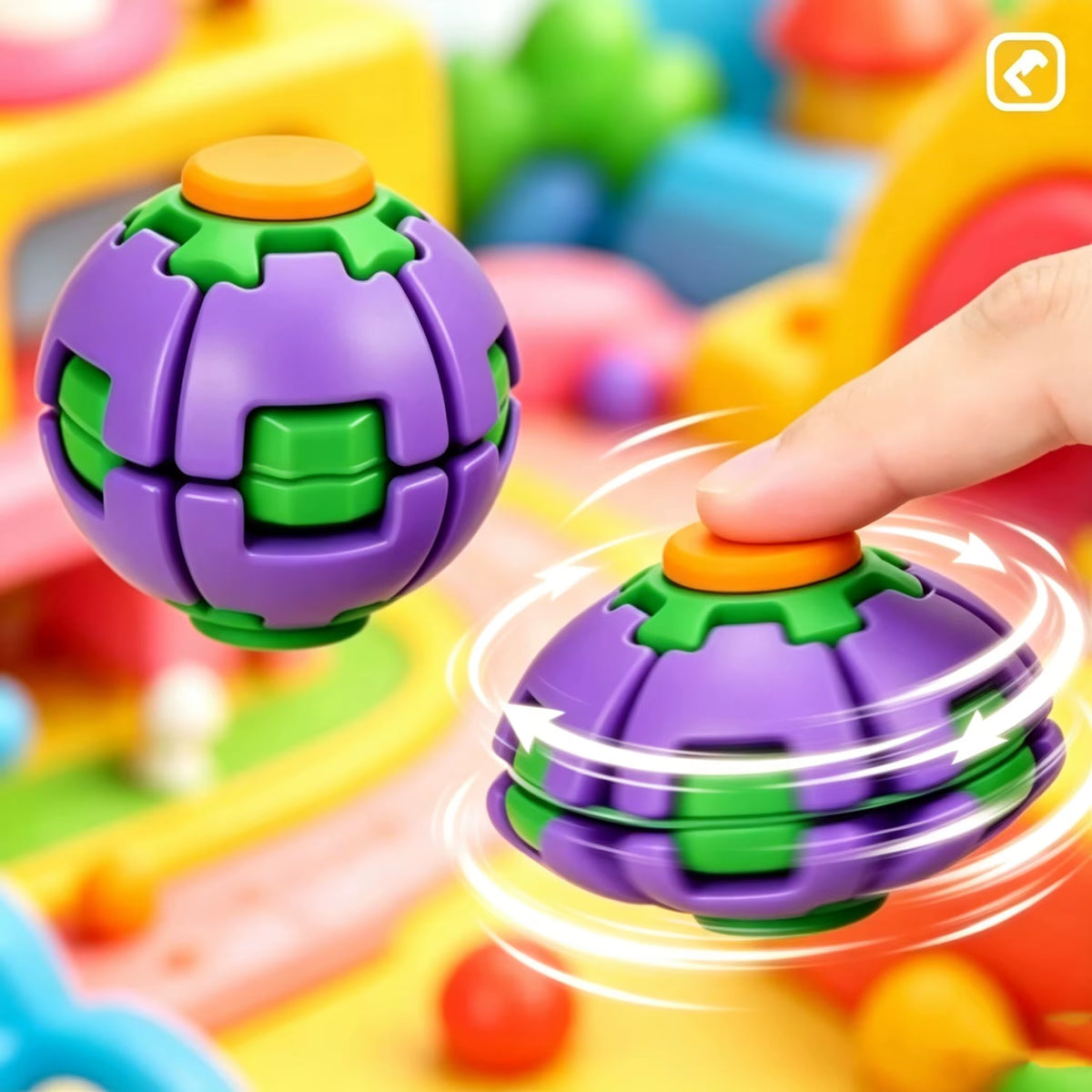 Transforming Stress Relief Fidget Gyro - Spin and Press Sensory Finger Toy for Anxiety Relief