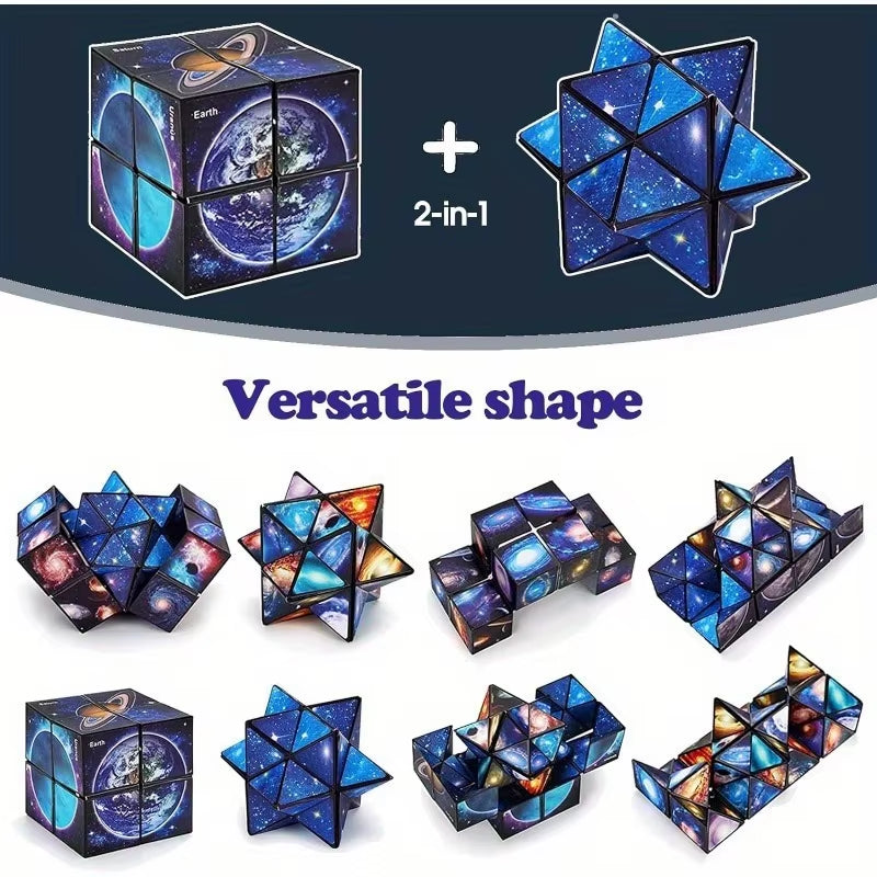 2 in 1 Star Sky Cube Magic Cube Toy Infinite Cube Fidget Toy Puzzle Twist Toy Creative Stress Relief Plaything Birthday Present