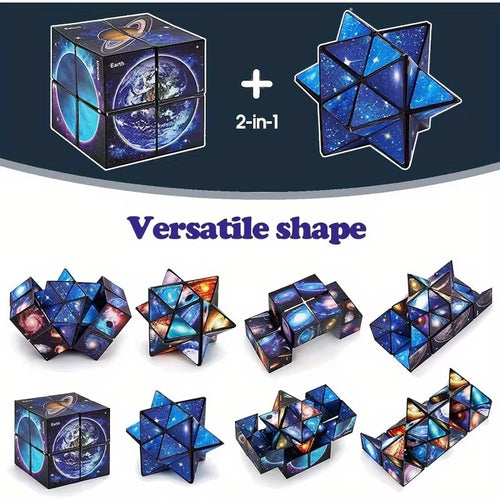 2 in 1 Star Sky Cube Magic Cube Toy Infinite Cube Fidget Toy Puzzle Twist Toy Creative Stress Relief Plaything Birthday Present
