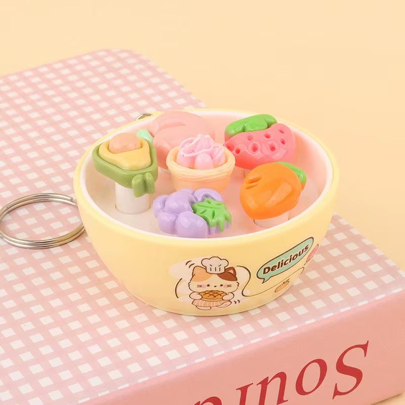 New Sensory Fidget Stress Relief Keychain Mini Simulation Fruit Bowl Whack a Mole Toy Soft for Office Worker Pressure Relief