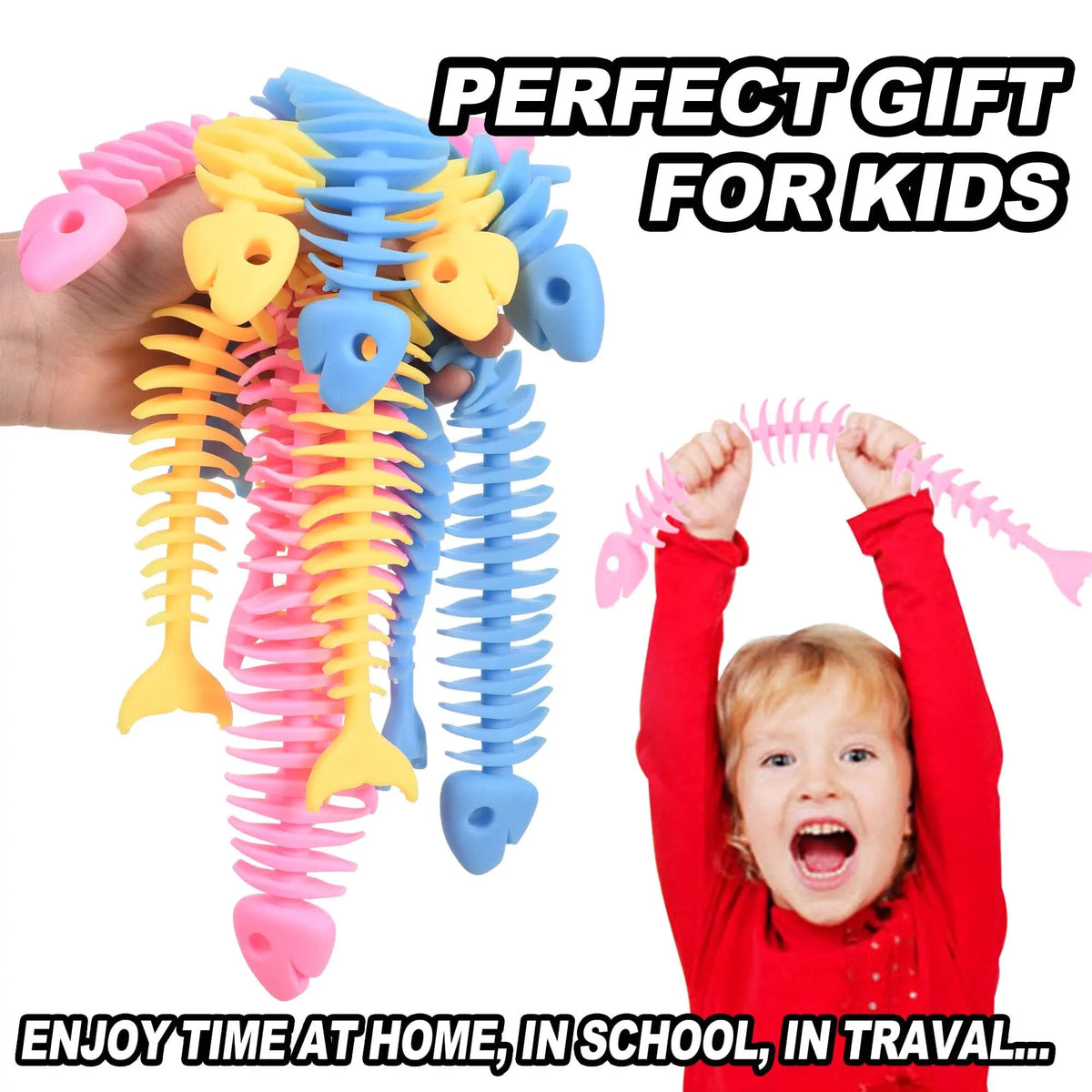5/10/20/40Pcs Squishy Fidget Toys,Fish Bone Sensory Toys, Muticolor Stretchy Strings Toy for Stress Relief, Tangle Fidget Toy,