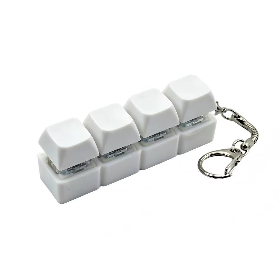 2026 Keyboard Clicker with LED Light Keychain 4-Key Transparent Keyboard Toy Anxiety Relieving Clicker