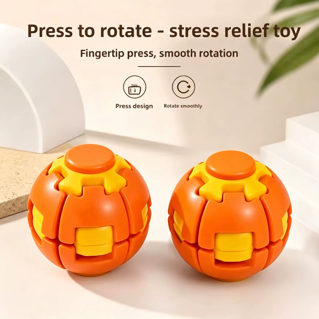 Transforming Stress Relief Fidget Gyro - Spin and Press Sensory Finger Toy for Anxiety Relief