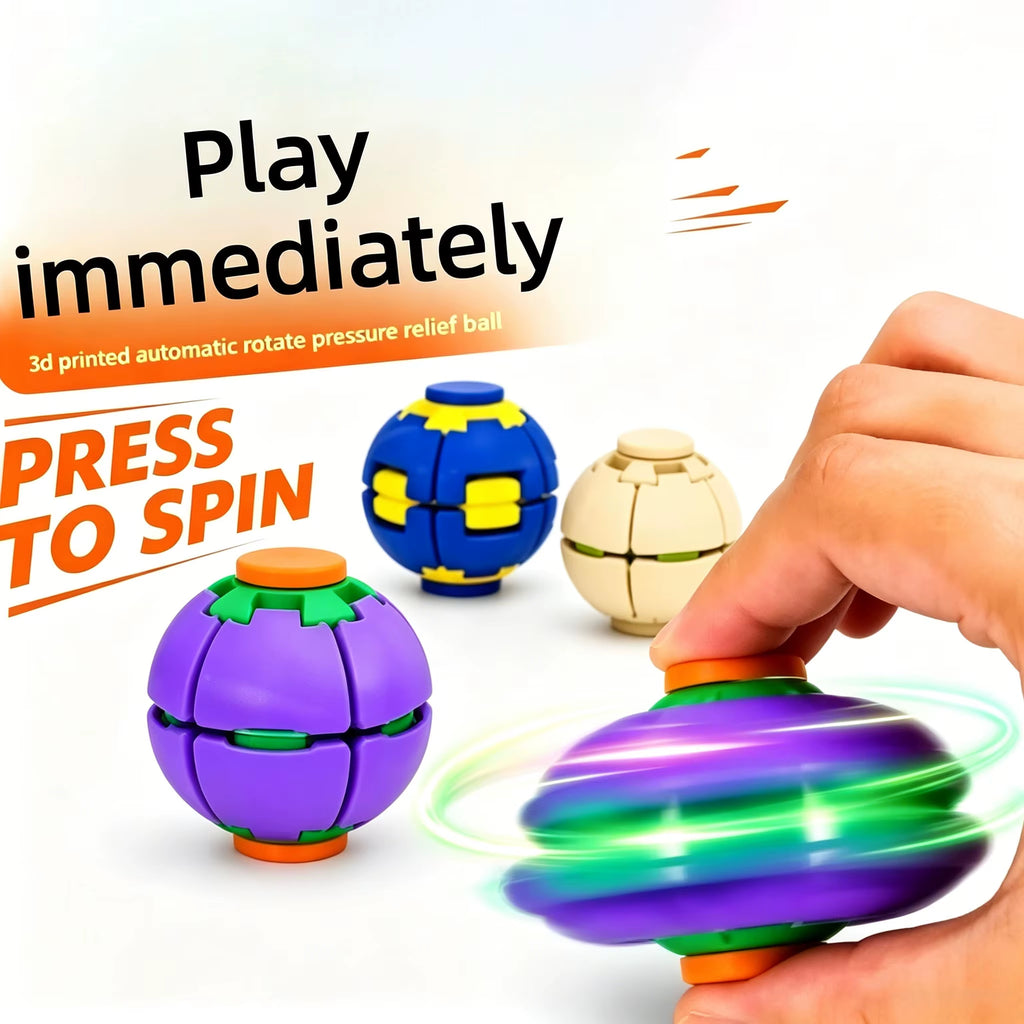 Transforming Stress Relief Fidget Gyro - Spin and Press Sensory Finger Toy for Anxiety Relief