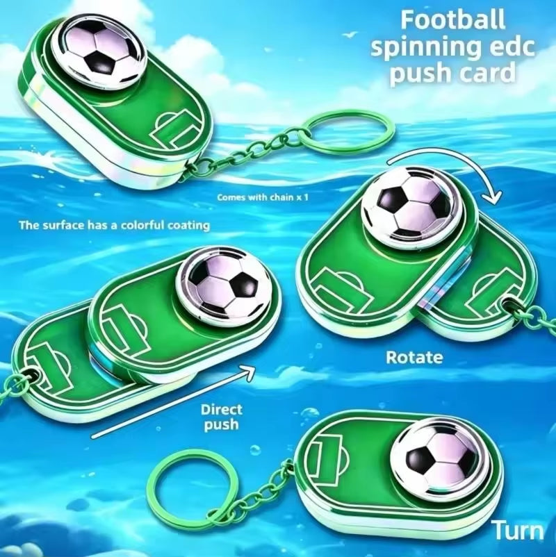 Football Fidget Spinner Keychain Push Pop Decompression Fidget Toy Portable Stress Relief Sensory Toy Key Ring Sports Fans 1Pcs