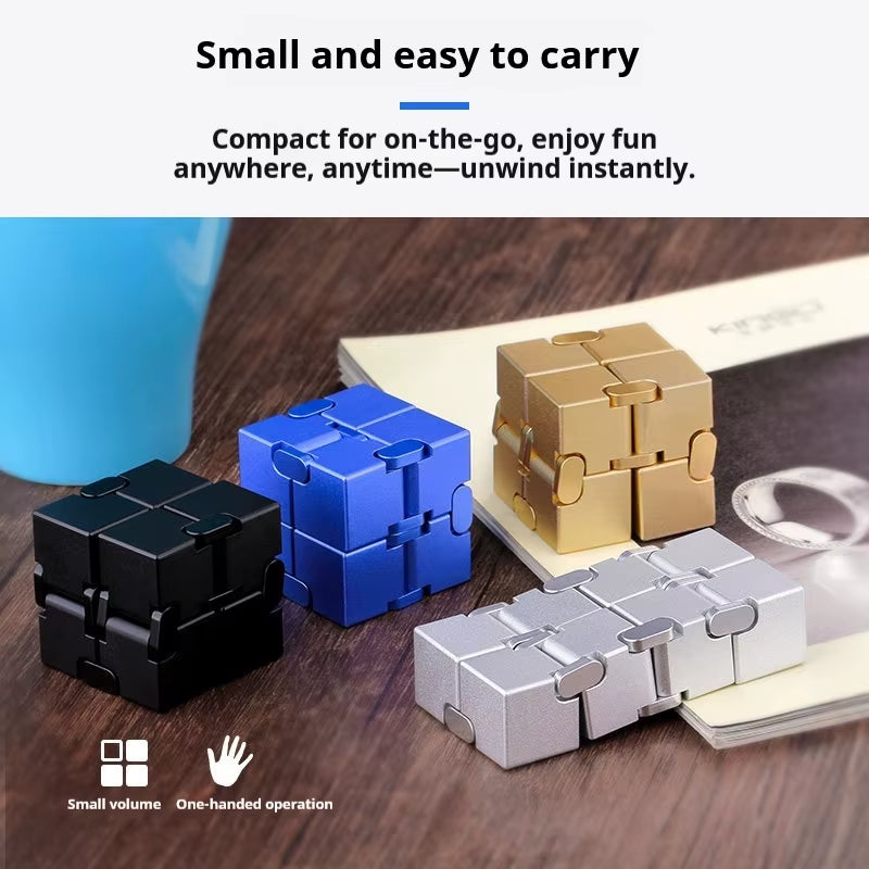 Infinity Cube Fidget Toy - Durable Aluminum Alloy Stress Relief Tool for Adults - Pocket-Sized Decompression Gift for Daily Use