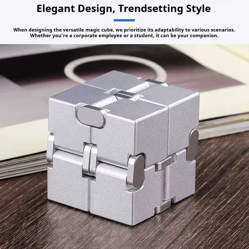 Infinity Cube Fidget Toy - Durable Aluminum Alloy Stress Relief Tool for Adults - Pocket-Sized Decompression Gift for Daily Use
