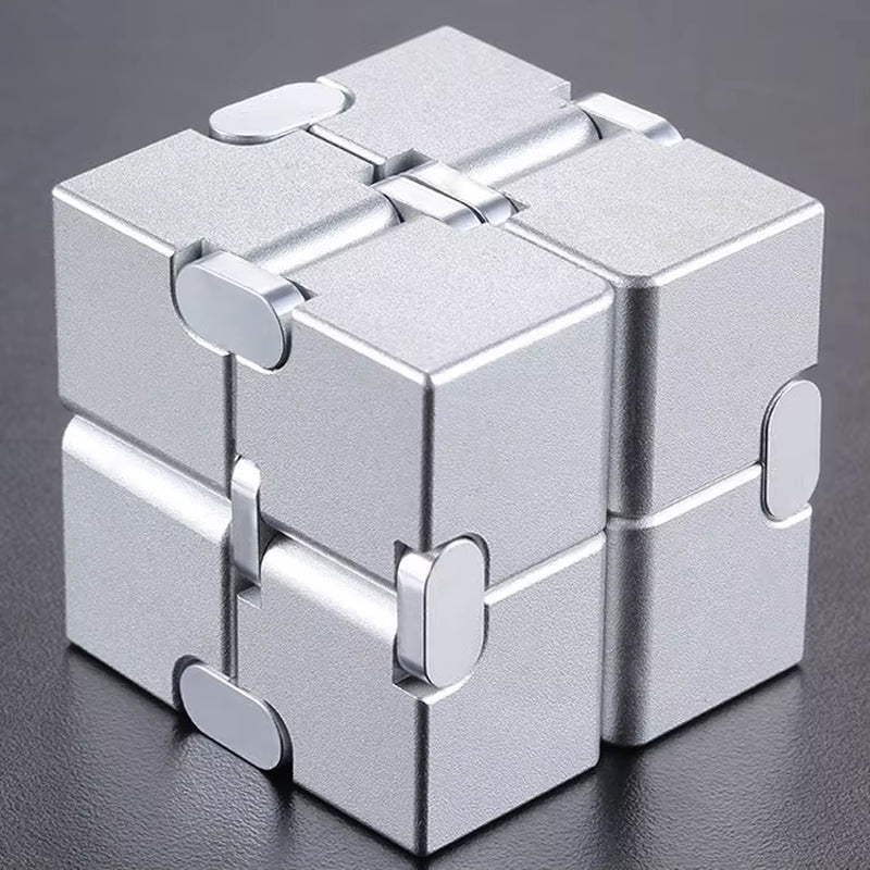 Infinity Cube Fidget Toy - Durable Aluminum Alloy Stress Relief Tool for Adults - Pocket-Sized Decompression Gift for Daily Use