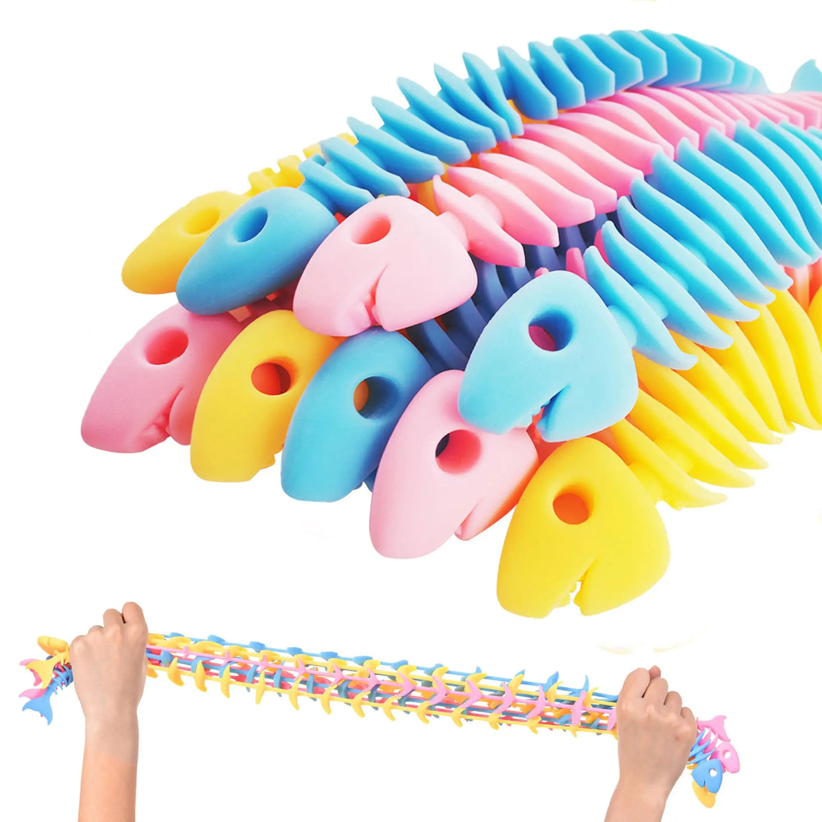 5/10/20/40Pcs Squishy Fidget Toys,Fish Bone Sensory Toys, Muticolor Stretchy Strings Toy for Stress Relief, Tangle Fidget Toy,