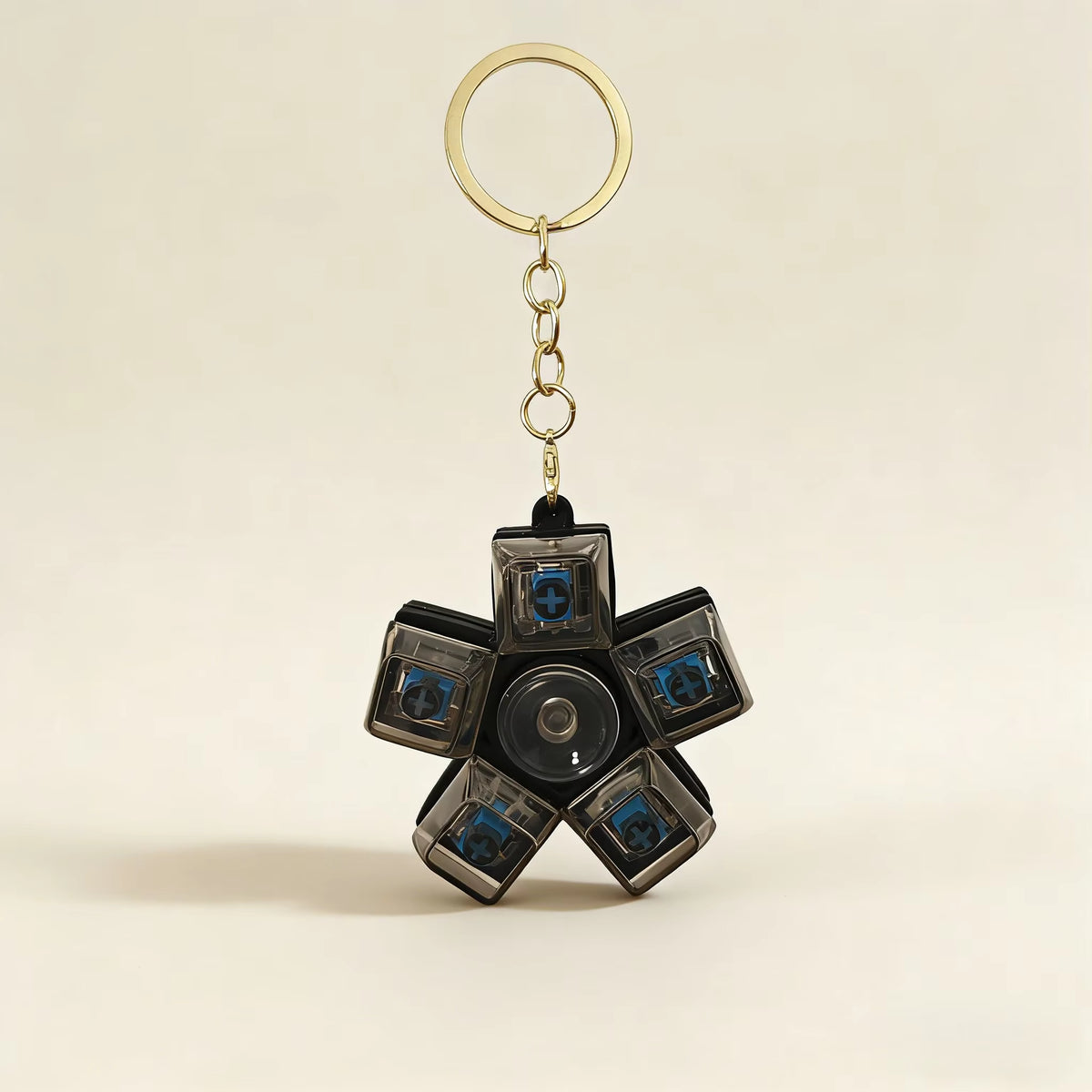 1 Piece of a Five-Key Mechanical Button Fidget Spinner Keychain in a Random Color, Portable Stress-Relief Ornament, Small Toy for Students and Office Workers to Relieve Anxiety, Creative Holiday Gift