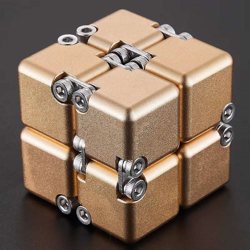 Infinity Cube Fidget Toy - Durable Aluminum Alloy Stress Relief Tool for Adults - Pocket-Sized Decompression Gift for Daily Use