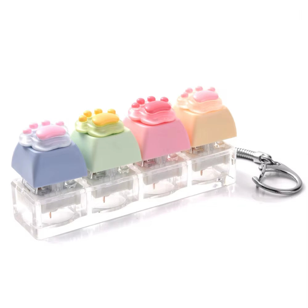 Backpack Pendant Cat'S Paw Keyboard Fidget Colorful Design Smooth Texture Cat Paw Squishy Keychain Cat Paw Shape 4 Keys