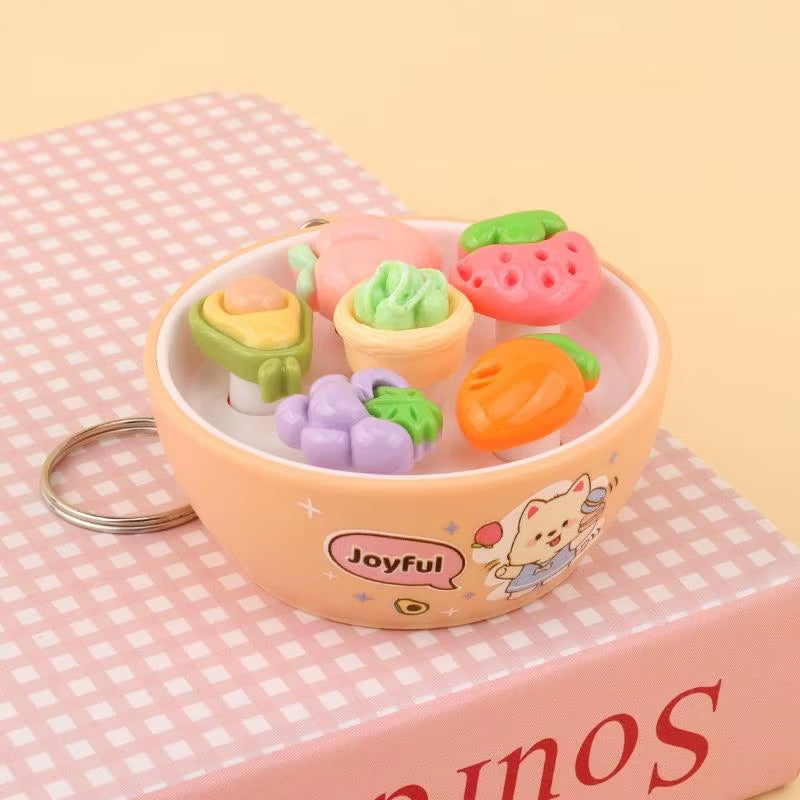 New Sensory Fidget Stress Relief Keychain Mini Simulation Fruit Bowl Whack a Mole Toy Soft for Office Worker Pressure Relief