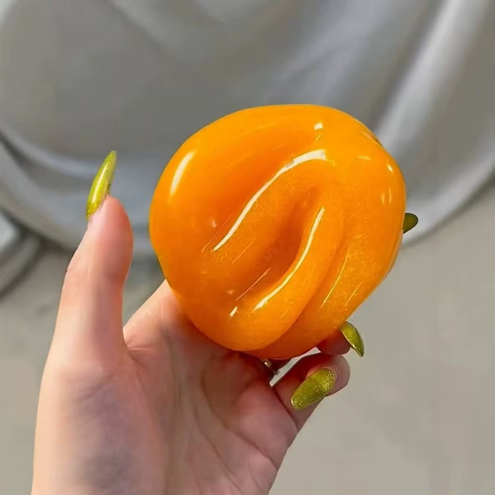 Realistic Handmade Orange Slushy Squishy Toy - Soft Slow Rebound Stress Relief Squeeze for Adults