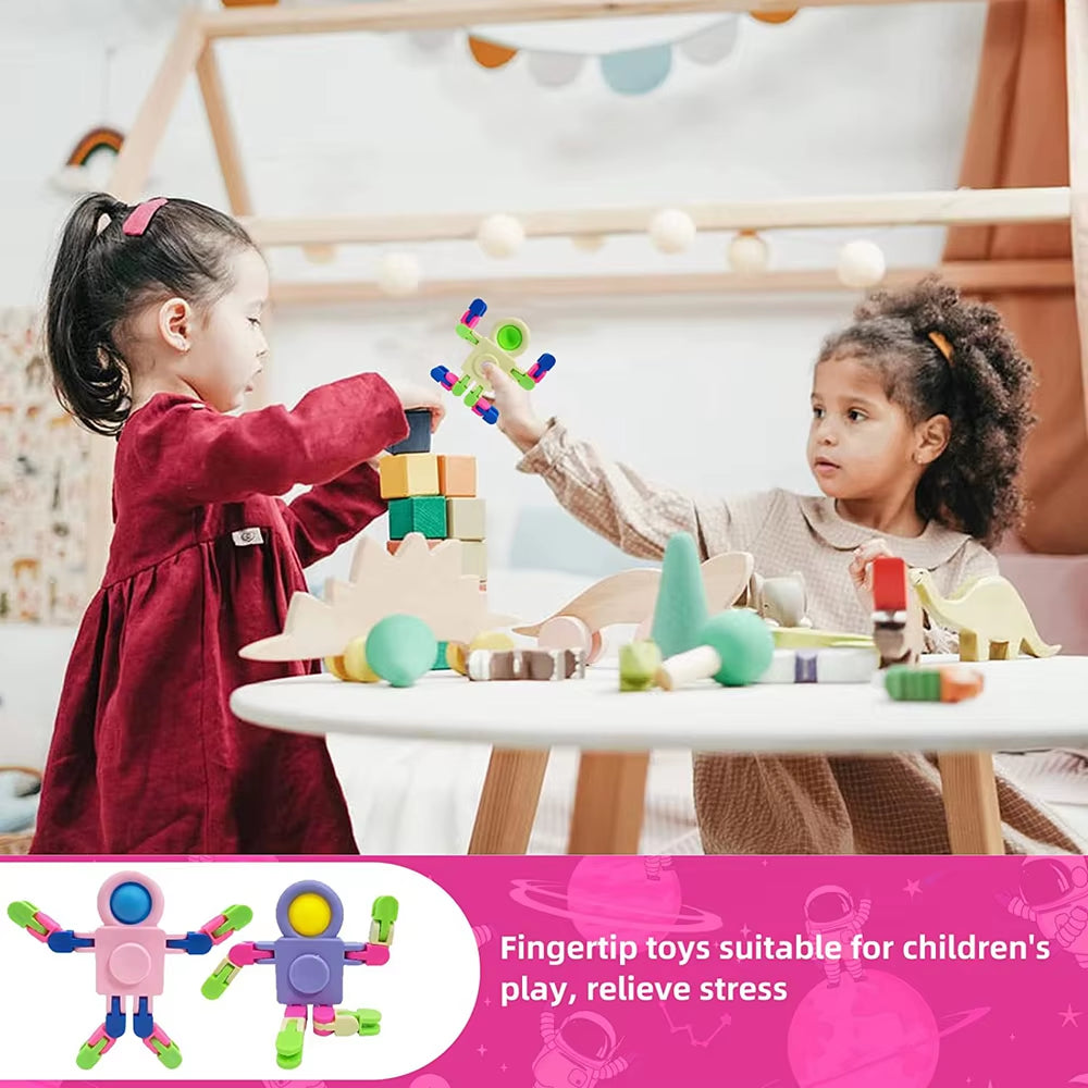 Transformable 4PCS Fidget Sensory Spinner Chains - Perfect for Birthday Goodie Bags, Classroom Prizes & Fun Gifts!