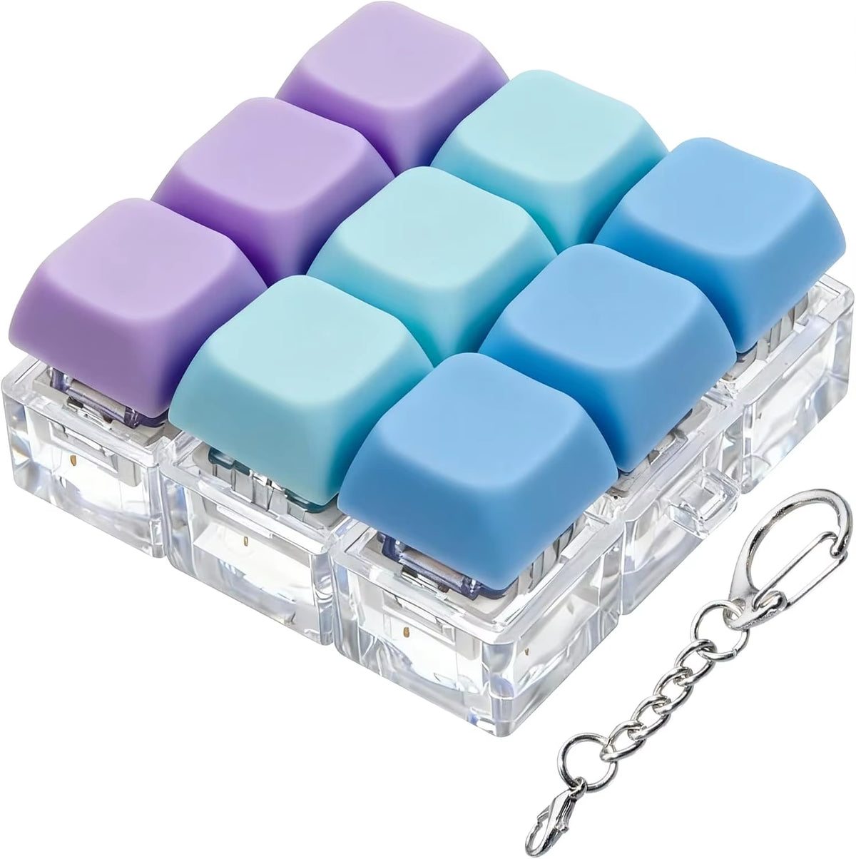 Keyboard Fidget Toy, Keyboard Fidget Keychain 9-In-1 Keyboard Decompression Button Finger Clicker Toy Stress Relief Fidget Gifts