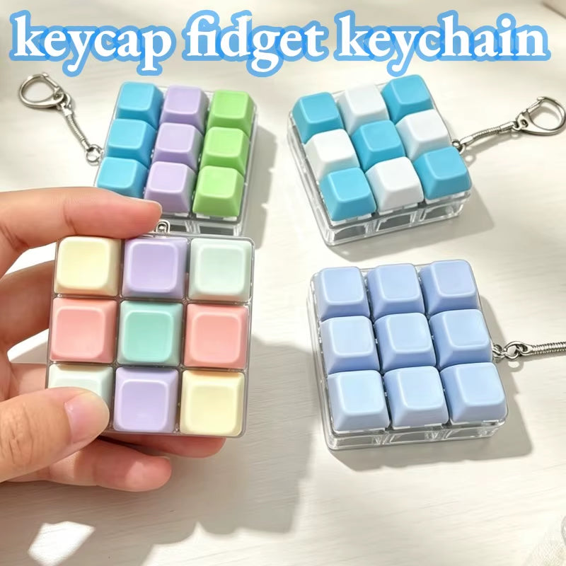 Keycap Clicker Portable Macaron Color 9-Key Keyboard Fidget Toy Finger Pinch Mini Pendant ASMR Stress Relief Keyboard Keychain