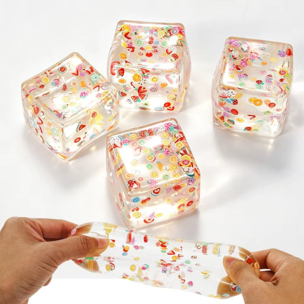 Taba Squishy Stress Balls Cube - Fruit Sensory Fidget Toy Slow Rise Squishy Toys for for ADHD Autism Office Desk Squeeze Gift