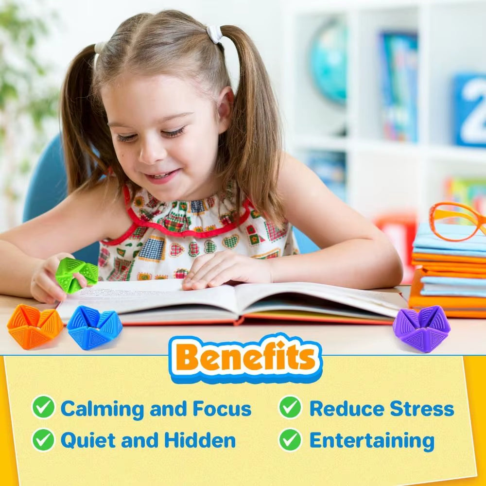 4Pcs New Silicone Fidget Sensory with Textures Stress Reduce Sensory Flip Cube ADHD Fidget Tactile Stimulation