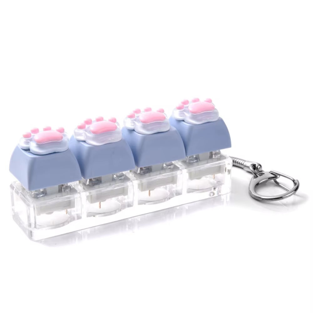 Backpack Pendant Cat'S Paw Keyboard Fidget Colorful Design Smooth Texture Cat Paw Squishy Keychain Cat Paw Shape 4 Keys