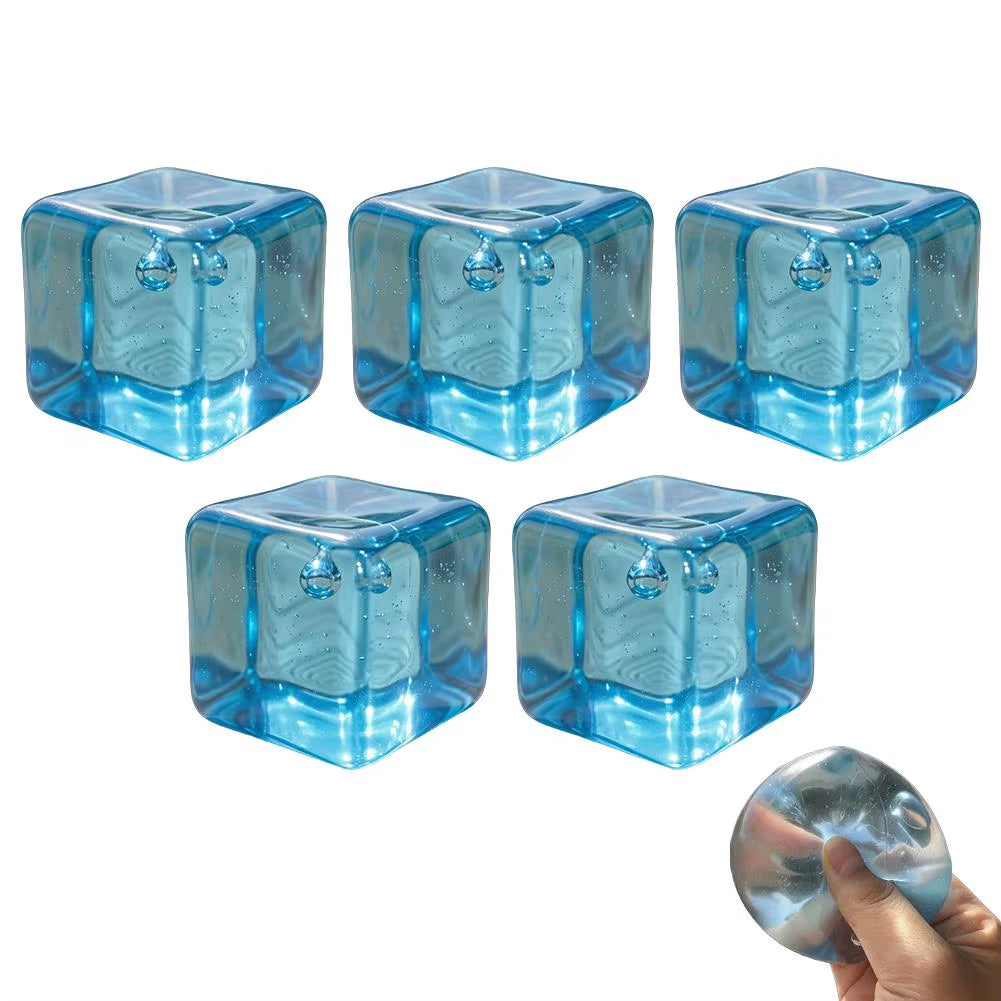 Ice Cube Fidget Toy Soft Squishy Sensory Stress Relief Gadget for Adults and Kids Portable Desk Toy for Focus and Anxiety