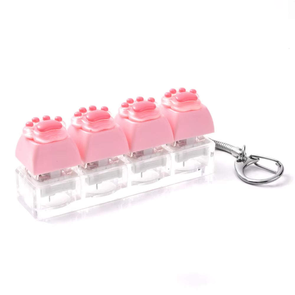 Backpack Pendant Cat'S Paw Keyboard Fidget Colorful Design Smooth Texture Cat Paw Squishy Keychain Cat Paw Shape 4 Keys