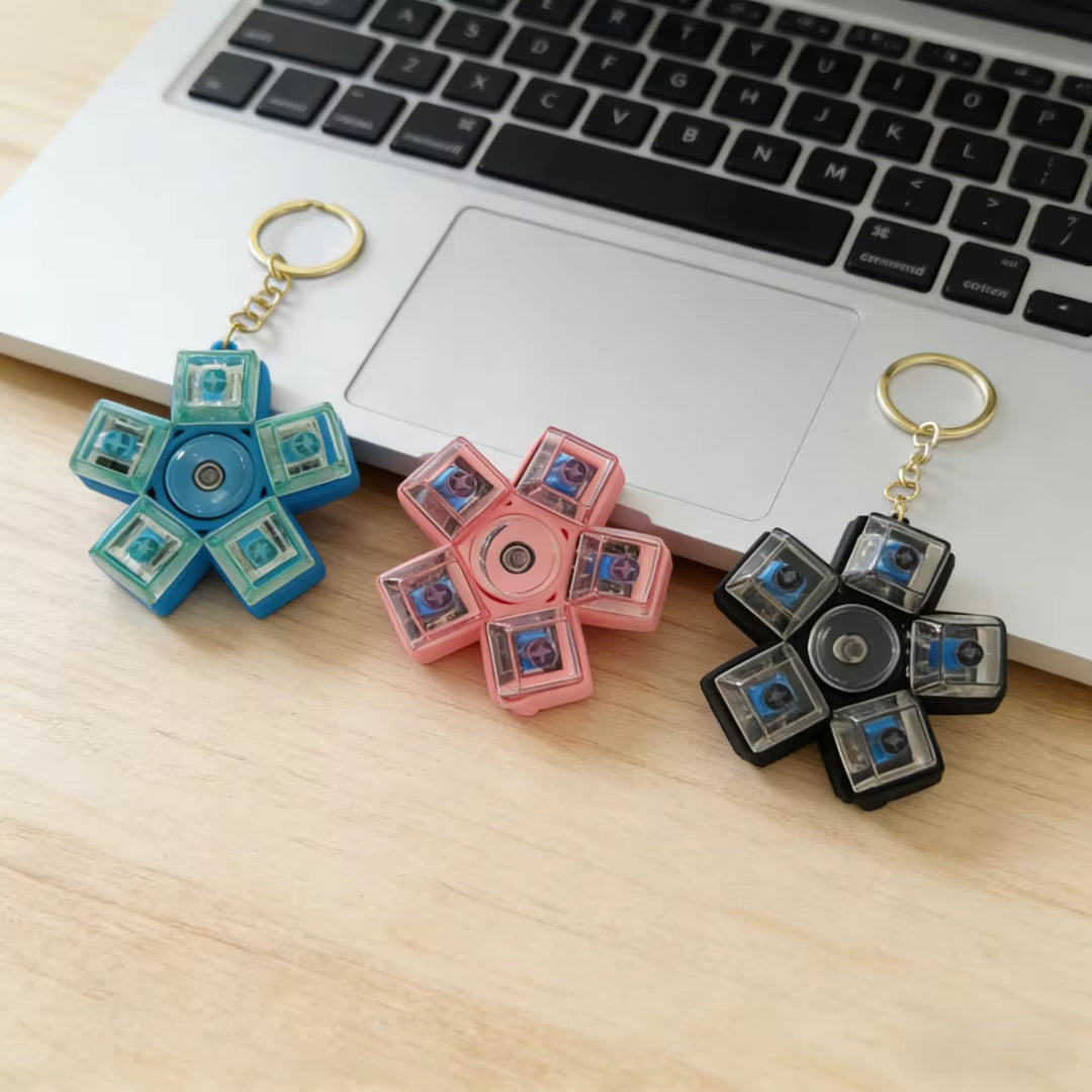 1 Piece of a Five-Key Mechanical Button Fidget Spinner Keychain in a Random Color, Portable Stress-Relief Ornament, Small Toy for Students and Office Workers to Relieve Anxiety, Creative Holiday Gift