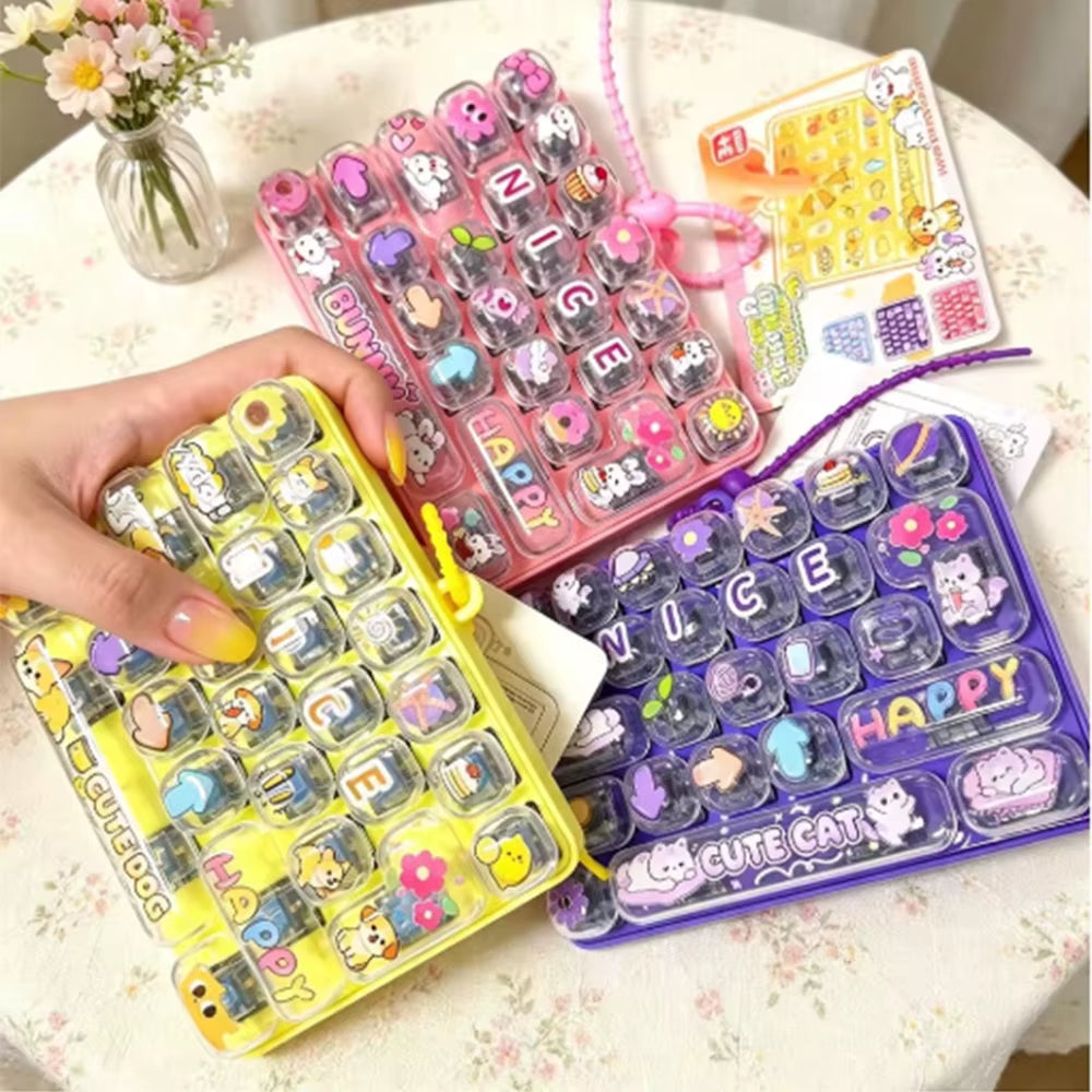 Grid Keycap Clicker anti Stress Fidget Keyboard Keychain Decompression Button Cartoon Hand Relax Party Favor Gift