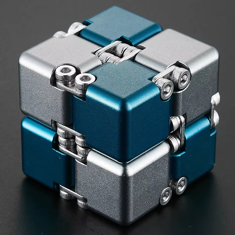 Infinity Cube Fidget Toy - Durable Aluminum Alloy Stress Relief Tool for Adults - Pocket-Sized Decompression Gift for Daily Use