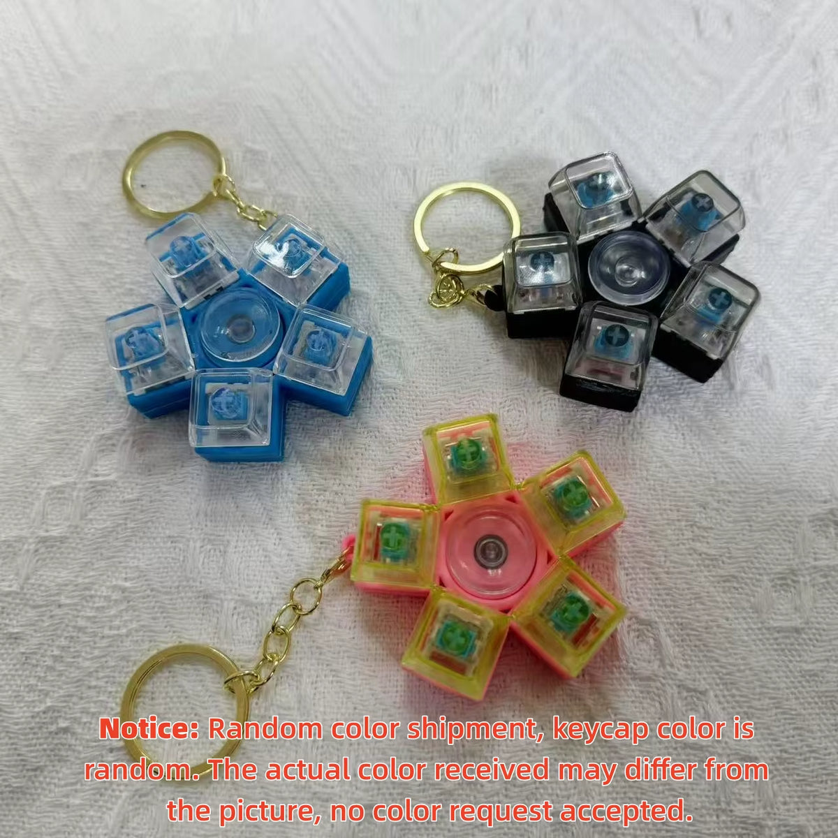 1 Piece of a Five-Key Mechanical Button Fidget Spinner Keychain in a Random Color, Portable Stress-Relief Ornament, Small Toy for Students and Office Workers to Relieve Anxiety, Creative Holiday Gift