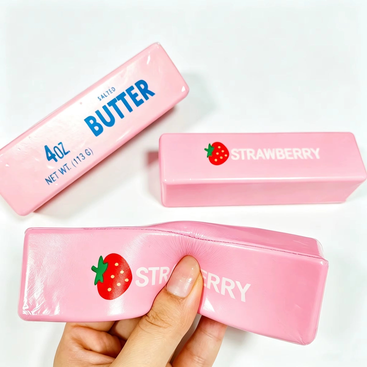 Fragrant Strawberry Cream Stick Squishy Toy Slow Rising PU Pop Fidget Toy Kids Gift Classroom Reward Holiday Office Decor.