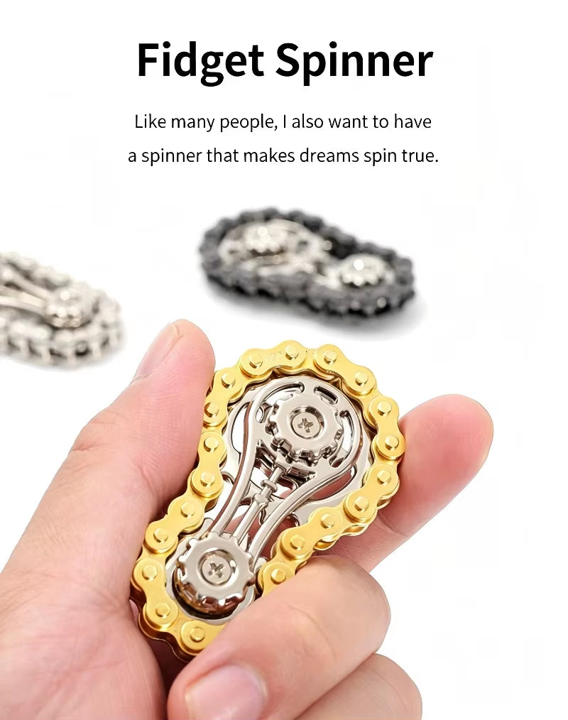 Pressure Relief Finger Chain Fidget Spinner - Metal Edition for Anxiety Relief
