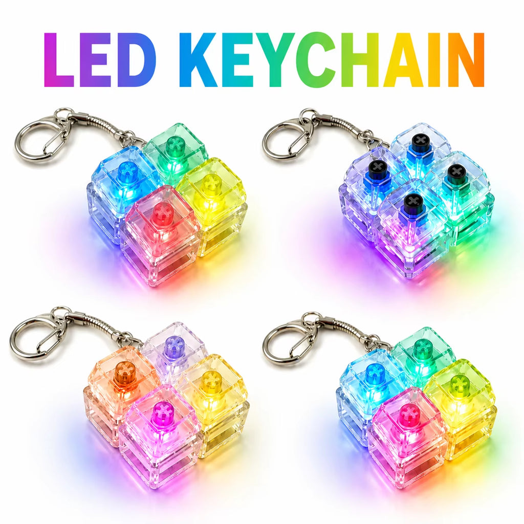 Colorful LED Clicky Mechanical Keyboard Switch Fidget Keychain - Stress Relief Sensory Pendant Gift