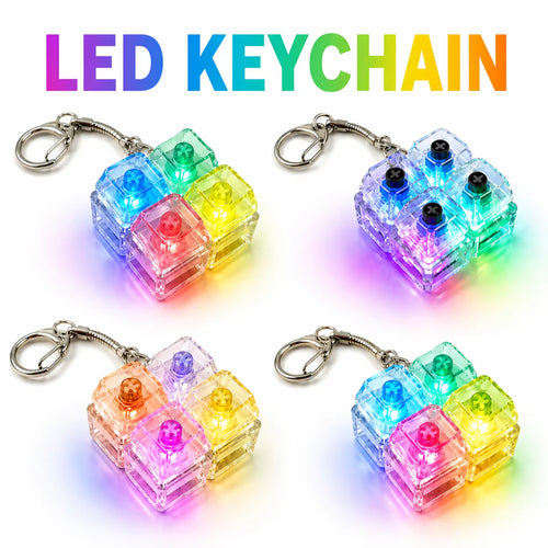 Colorful LED Clicky Mechanical Keyboard Switch Fidget Keychain - Stress Relief Sensory Pendant Gift