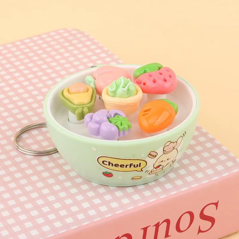 New Sensory Fidget Stress Relief Keychain Mini Simulation Fruit Bowl Whack a Mole Toy Soft for Office Worker Pressure Relief