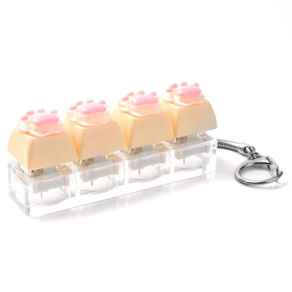 Backpack Pendant Cat'S Paw Keyboard Fidget Colorful Design Smooth Texture Cat Paw Squishy Keychain Cat Paw Shape 4 Keys