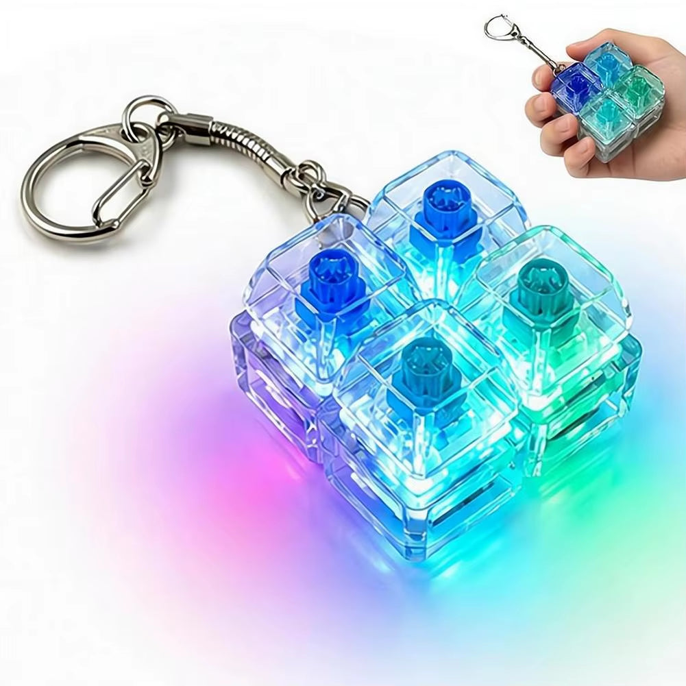 Colorful LED Clicky Mechanical Keyboard Switch Fidget Keychain - Stress Relief Sensory Pendant Gift
