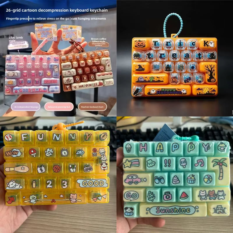 Spooky Fun Halloween 26-Grid Keycap Clicker Keychain - Stress Relief Fidget Charm for Backpacks & Gifts