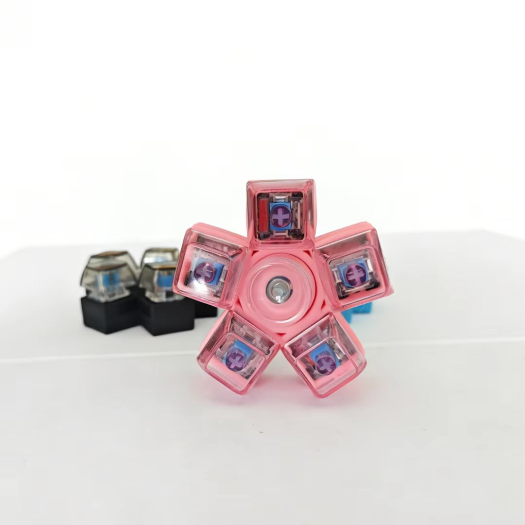 1 Piece of a Five-Key Mechanical Button Fidget Spinner Keychain in a Random Color, Portable Stress-Relief Ornament, Small Toy for Students and Office Workers to Relieve Anxiety, Creative Holiday Gift