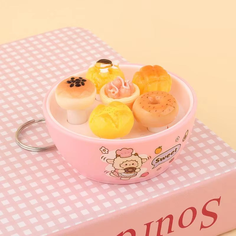 New Sensory Fidget Stress Relief Keychain Mini Simulation Fruit Bowl Whack a Mole Toy Soft for Office Worker Pressure Relief