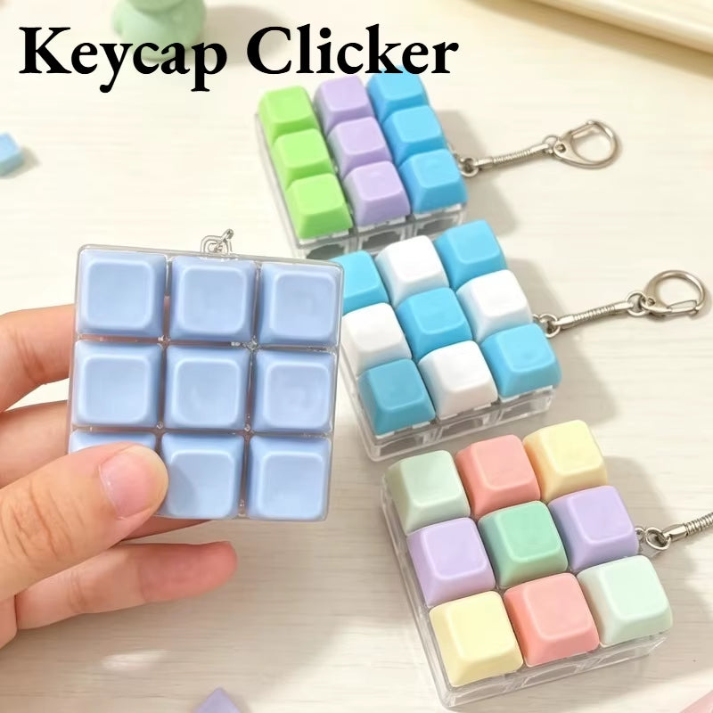 Keycap Clicker Portable Macaron Color 9-Key Keyboard Fidget Toy Finger Pinch Mini Pendant ASMR Stress Relief Keyboard Keychain