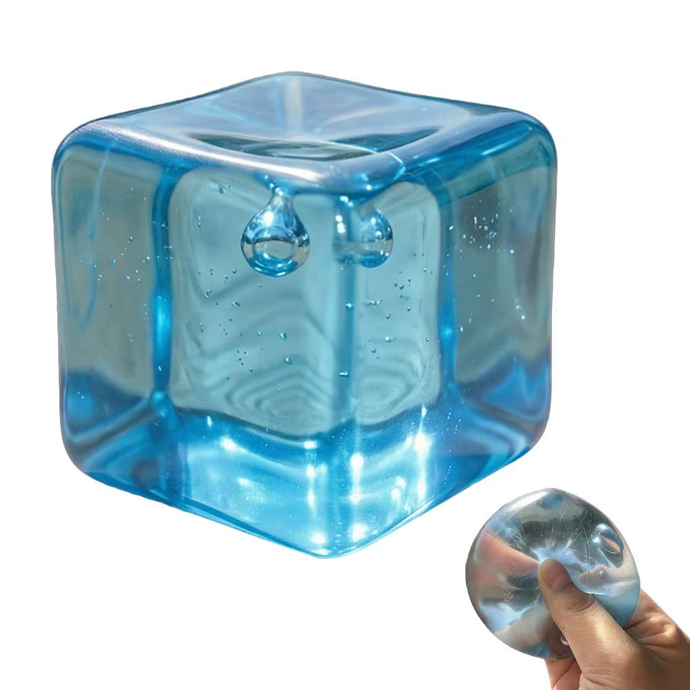 Ice Cube Fidget Toy Soft Squishy Sensory Stress Relief Gadget for Adults and Kids Portable Desk Toy for Focus and Anxiety