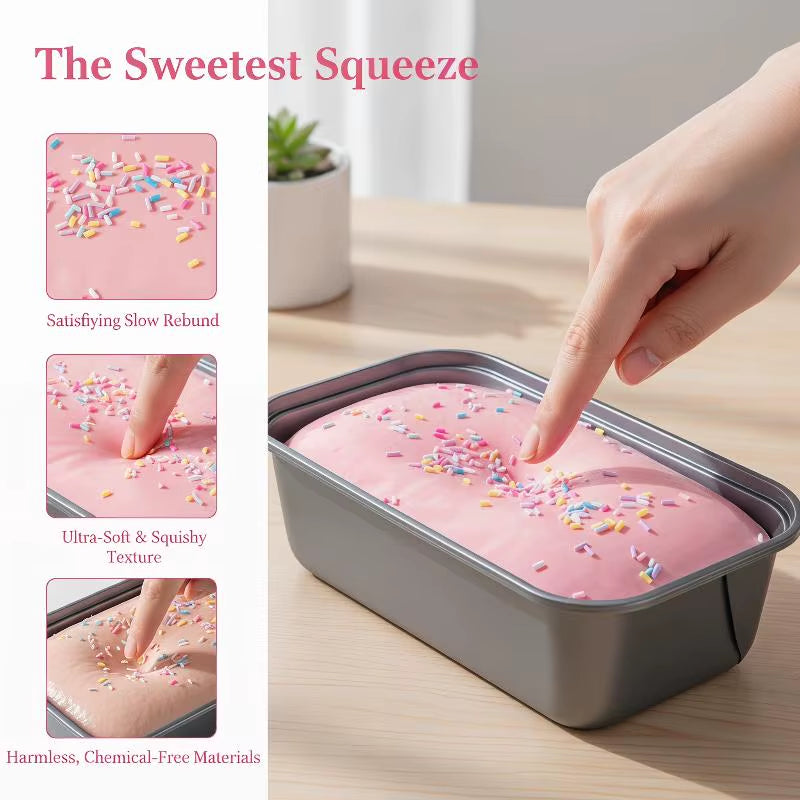 Box Cake Squishy Toy Slow Rising Soft Squeeze Fidget Toy Stress Relief for Office Desk Decoration Gifts