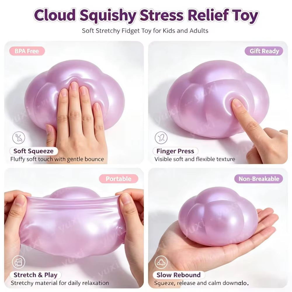 Xmas Gift Cloud Squishy Squeeze Toy Portable Desk Stress Reliever Slow Rebound Toy Holiday Present for Student Office Worker