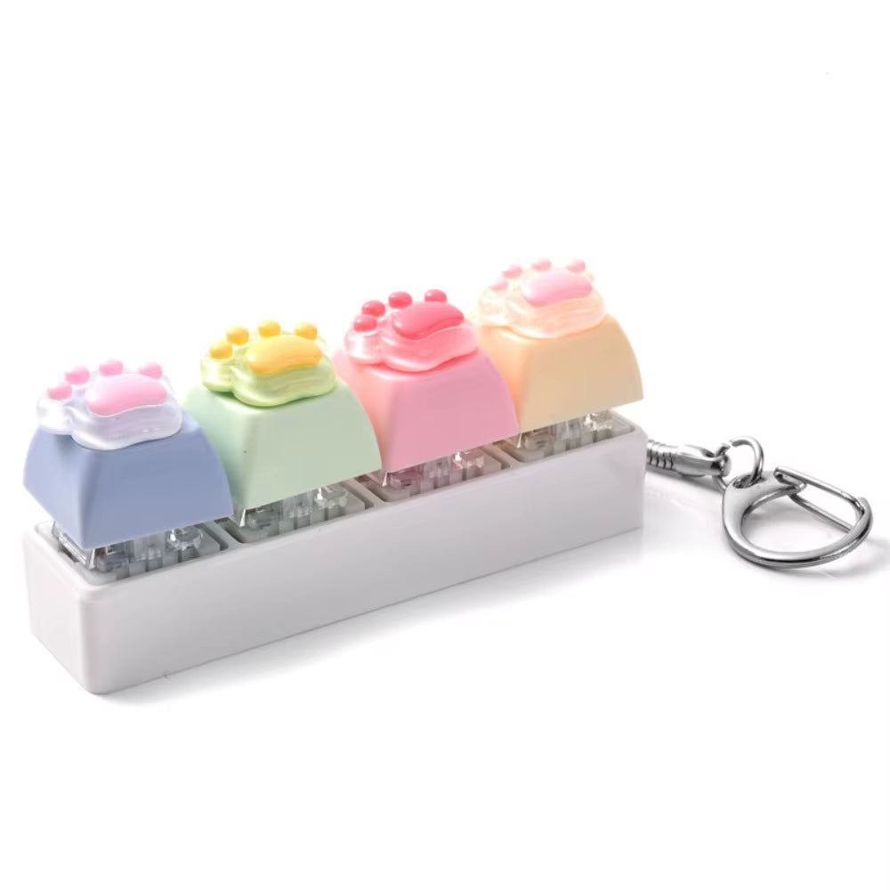 Backpack Pendant Cat'S Paw Keyboard Fidget Colorful Design Smooth Texture Cat Paw Squishy Keychain Cat Paw Shape 4 Keys