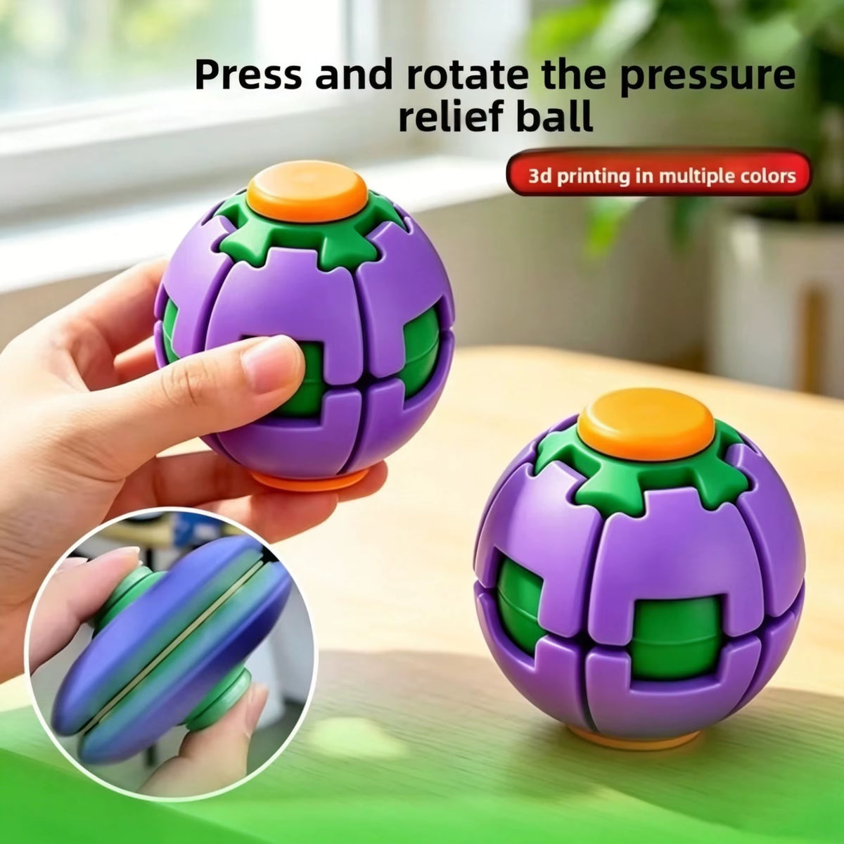 Transforming Stress Relief Fidget Gyro - Spin and Press Sensory Finger Toy for Anxiety Relief