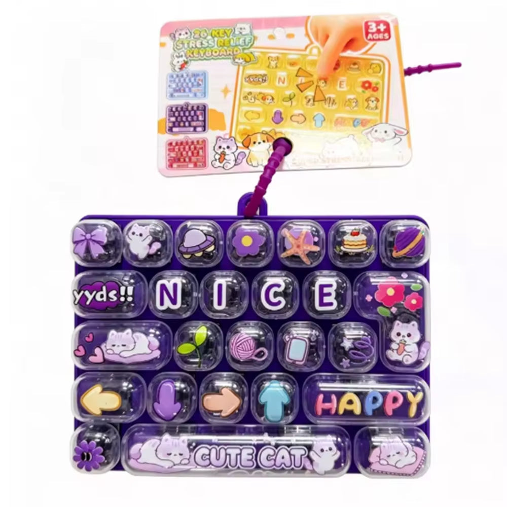 Grid Keycap Clicker anti Stress Fidget Keyboard Keychain Decompression Button Cartoon Hand Relax Party Favor Gift