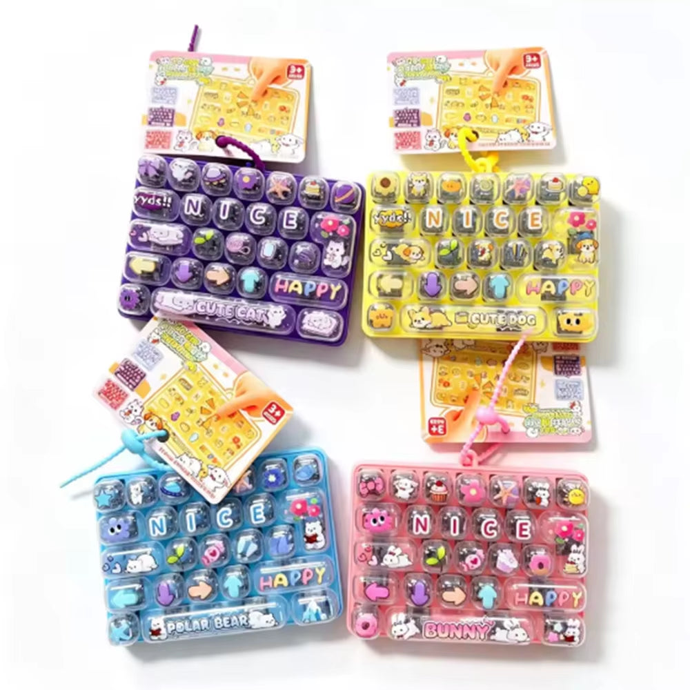 Grid Keycap Clicker anti Stress Fidget Keyboard Keychain Decompression Button Cartoon Hand Relax Party Favor Gift