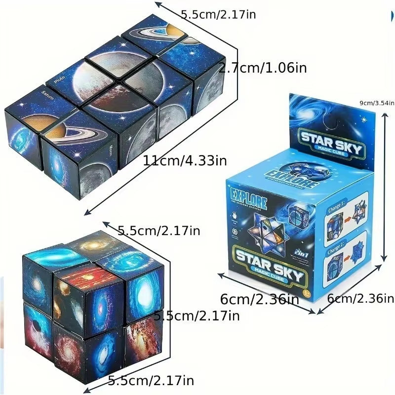 2 in 1 Star Sky Cube Magic Cube Toy Infinite Cube Fidget Toy Puzzle Twist Toy Creative Stress Relief Plaything Birthday Present